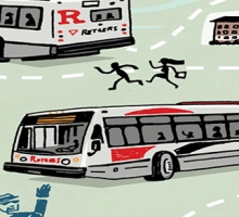 Illustration of Rutgers buses